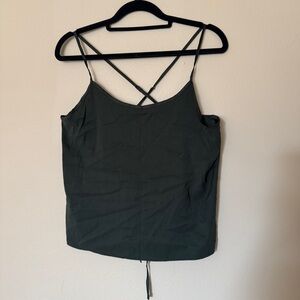 Ekouaer Women's Satin Camisole Tank Top Olive Green Size M Casual
